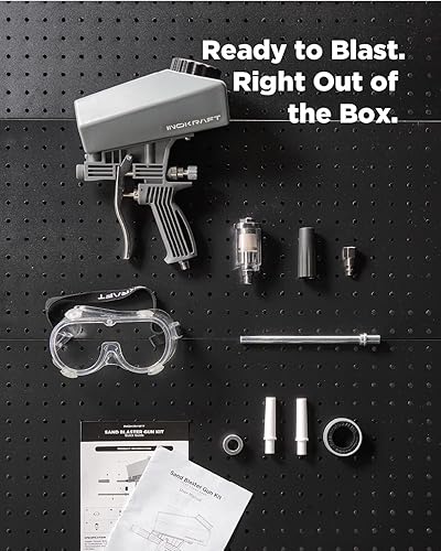 Miniatura 8 de Inokraft Kit de pistola chorreadora de arena portátil a prueba de fugas con separador de aceite-agua y boquilla de extensión, mini chorreadora de