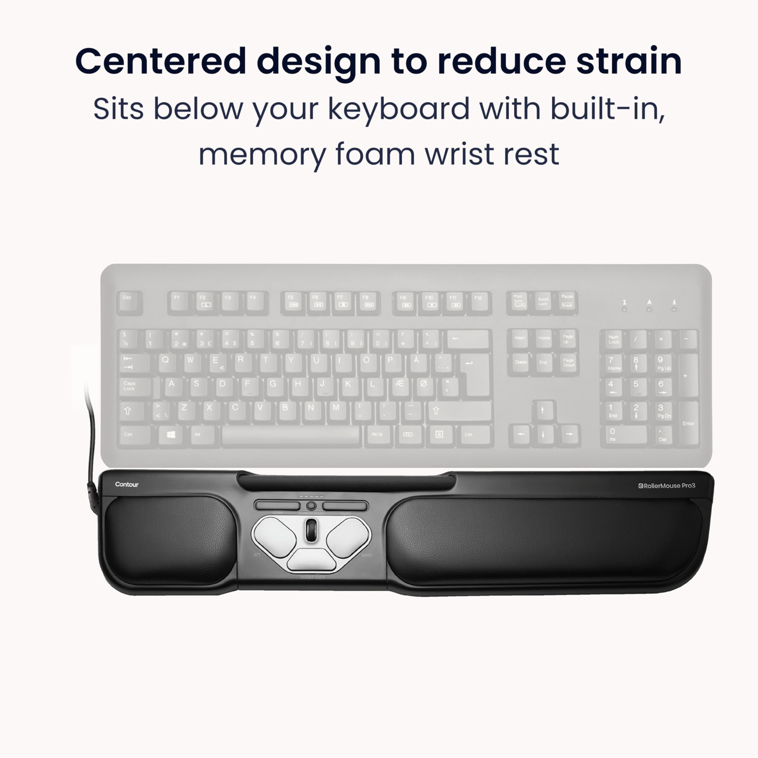 Contour RollerMouse Pro3 Souris Ergonomique TMS, Canal carpien soulagement l’épaule, Pas portée, Pas Saisie, Raccourcis Personnalisables, Vitesse Ajustable, Connexion USB Compatible Mac et PC