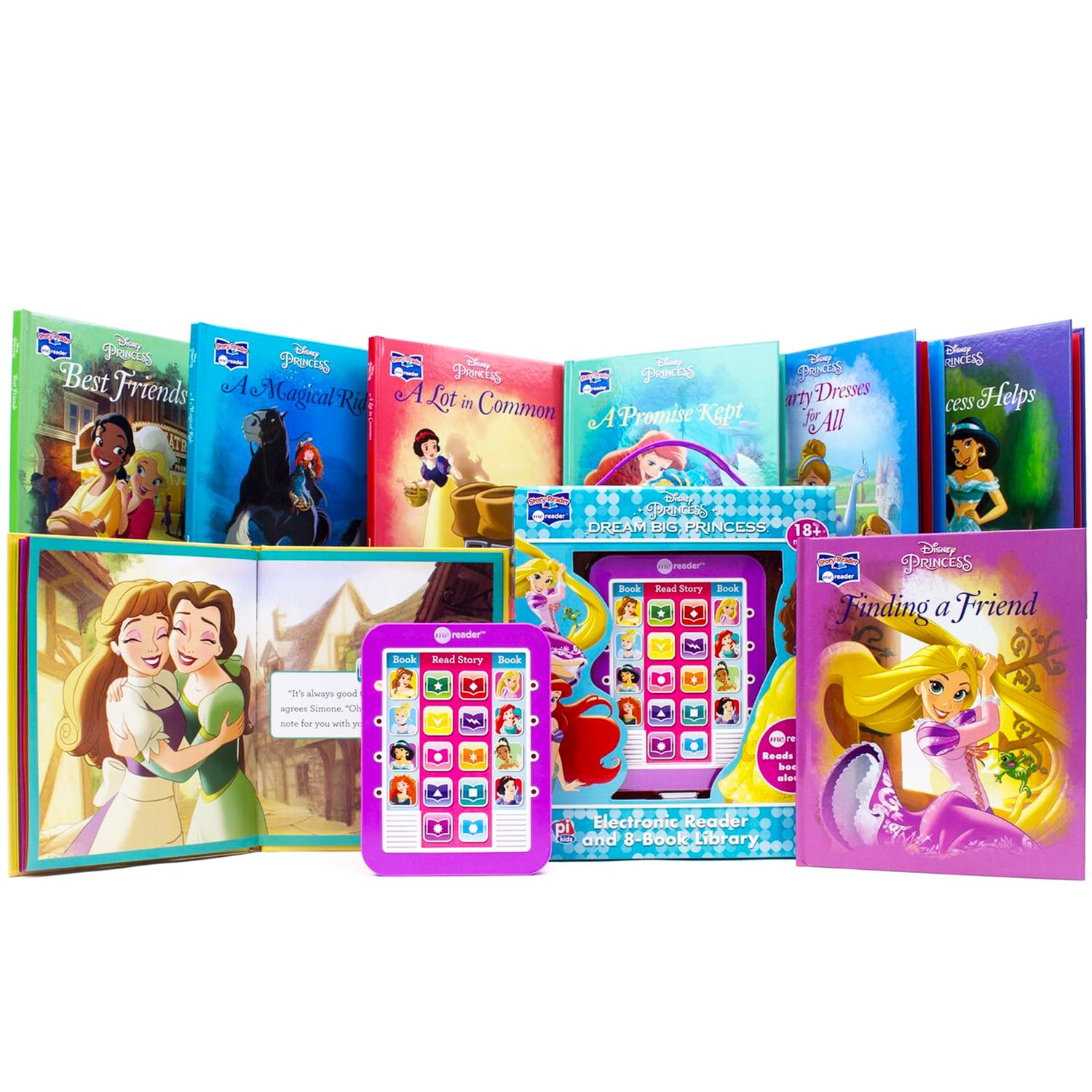 Disney Princess Me Reader Electronic Reader - Confezione da 8 libri per bambini, con adesivi Ariel, Belle, Cenerentola, More Plus | Disney Princess Early Learning Toys