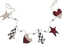 Vista 1 de Mud Pie, Raya de corazón, guirnalda de cuadros de Navidad, 73 pulgadas