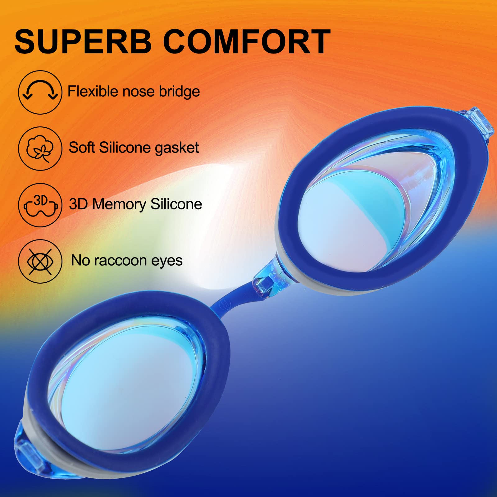 Gafas de natación profesionales, paquete de 2 gafas de natación con protección UV, antivaho, sin fugas, ligeras, para adultos, mujeres, hombres, jóvenes