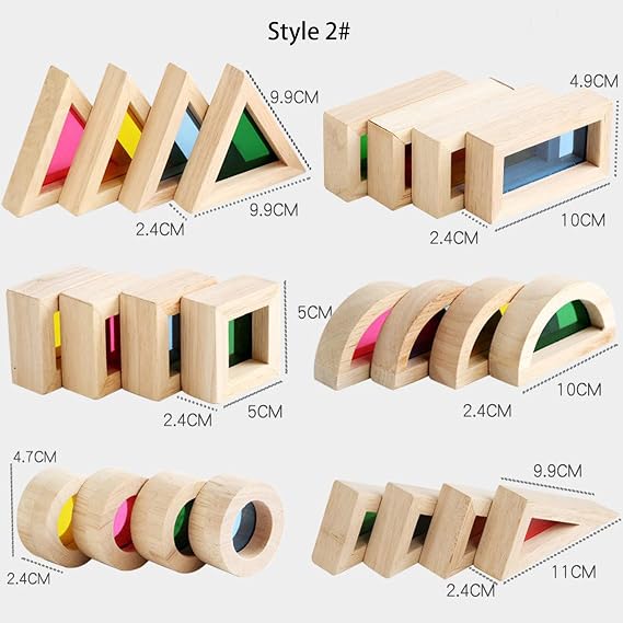 Rainbow Acrylic Block Toy for Toddler,Kids Toy,Rainbow Wooden Building Blocks for Toddler,24 Pcs Stacking Blocks Set,Toddler Montessori Educational Building Toy for Baby Boy Girl Gift