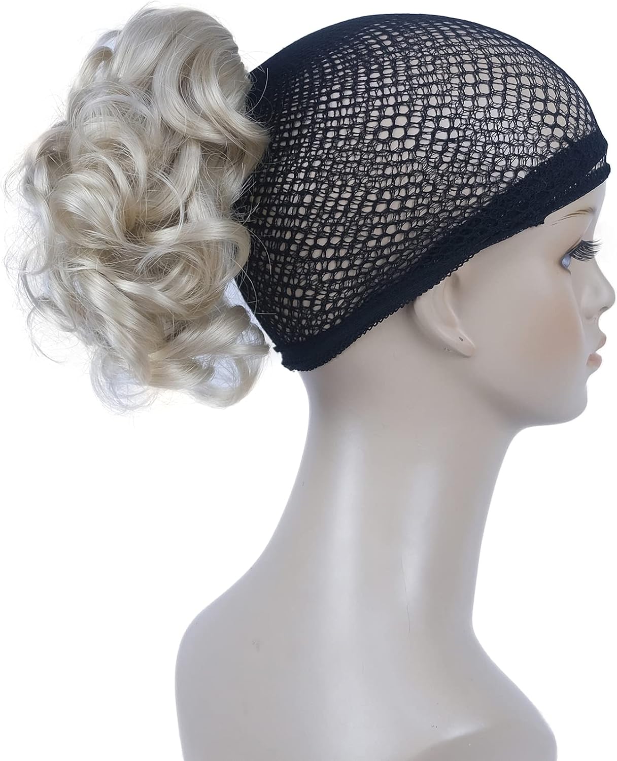 Lydell Short Ponytail Hair Extensions Wavy Curly Synthetic Hairpiece with Jaw Claw (122 Light Blonde), 8 inches - Image 4