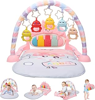 CUTE STONE Baby Play Arch, Piano Play Mat Baby with Music & Lights, Play Mat with Play Arch Removable Baby Toy, Musical Activity Centre for Infants, Newborn 3-12 Months