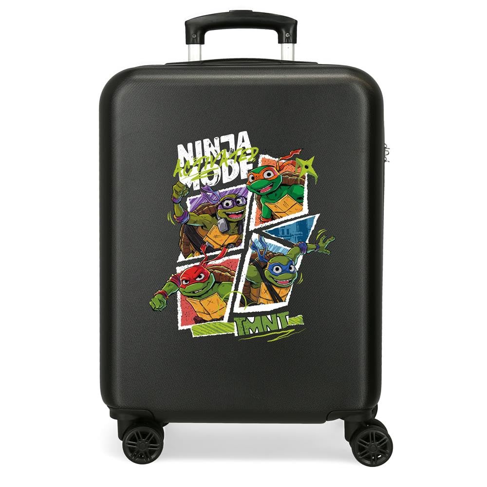 Joumma Ninja turtles walizka kabinowa czarna 38 x 55 x 20 cm sztywny 2 kg zamek szyfrowy z boku ABS 2 kg 35 l bagaż podręczny, Czarny (Black), Talla única, walizka kabinowa