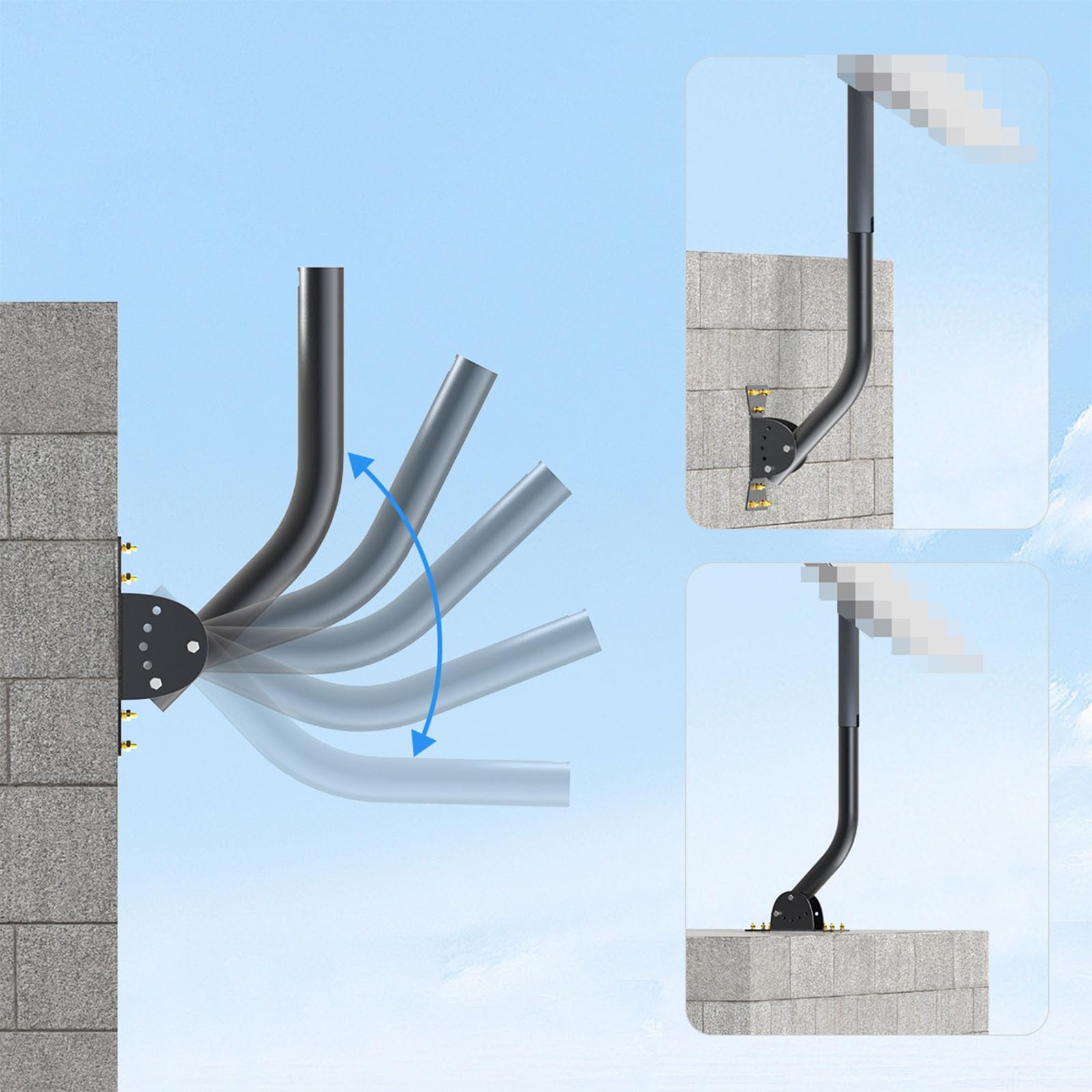 Support moderne et modifiable avec structure d'organisation des fils qui garantit une installation propre des antennes et un affichage optimal - Marquage permanent pour l'extérieur