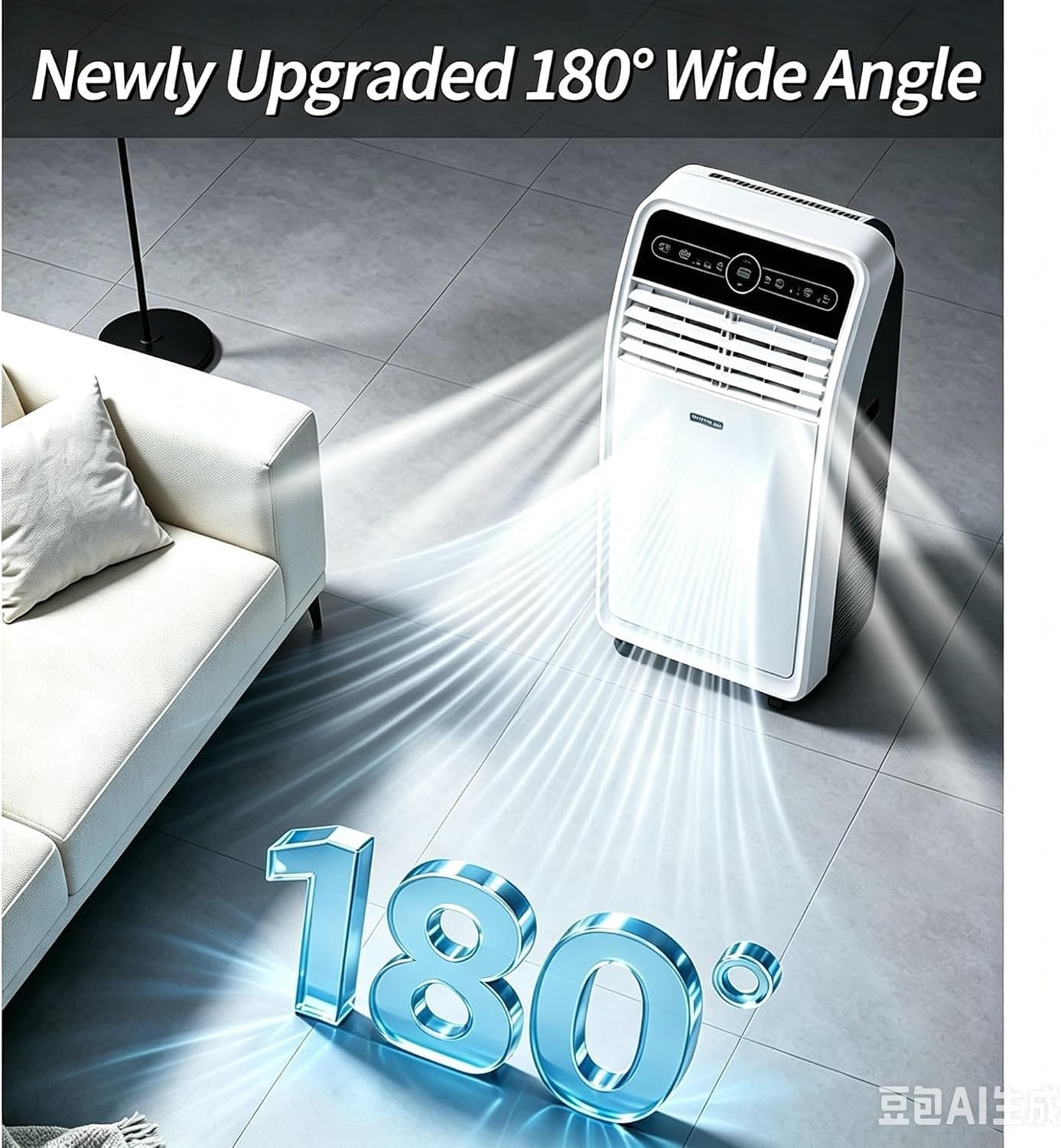 Aire Acondicionado Portátil 12000 BTU, Sin Control por Voz, Enfriar Ventilador Deshumidificar Sueño, Caudal 350m³/h, Temporizador 24H, Kit Ventana Salón