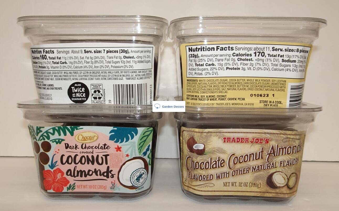 Choceur & Trader Joe’s Dark Chocolate Covered Coconut Almonds (Four Containers)