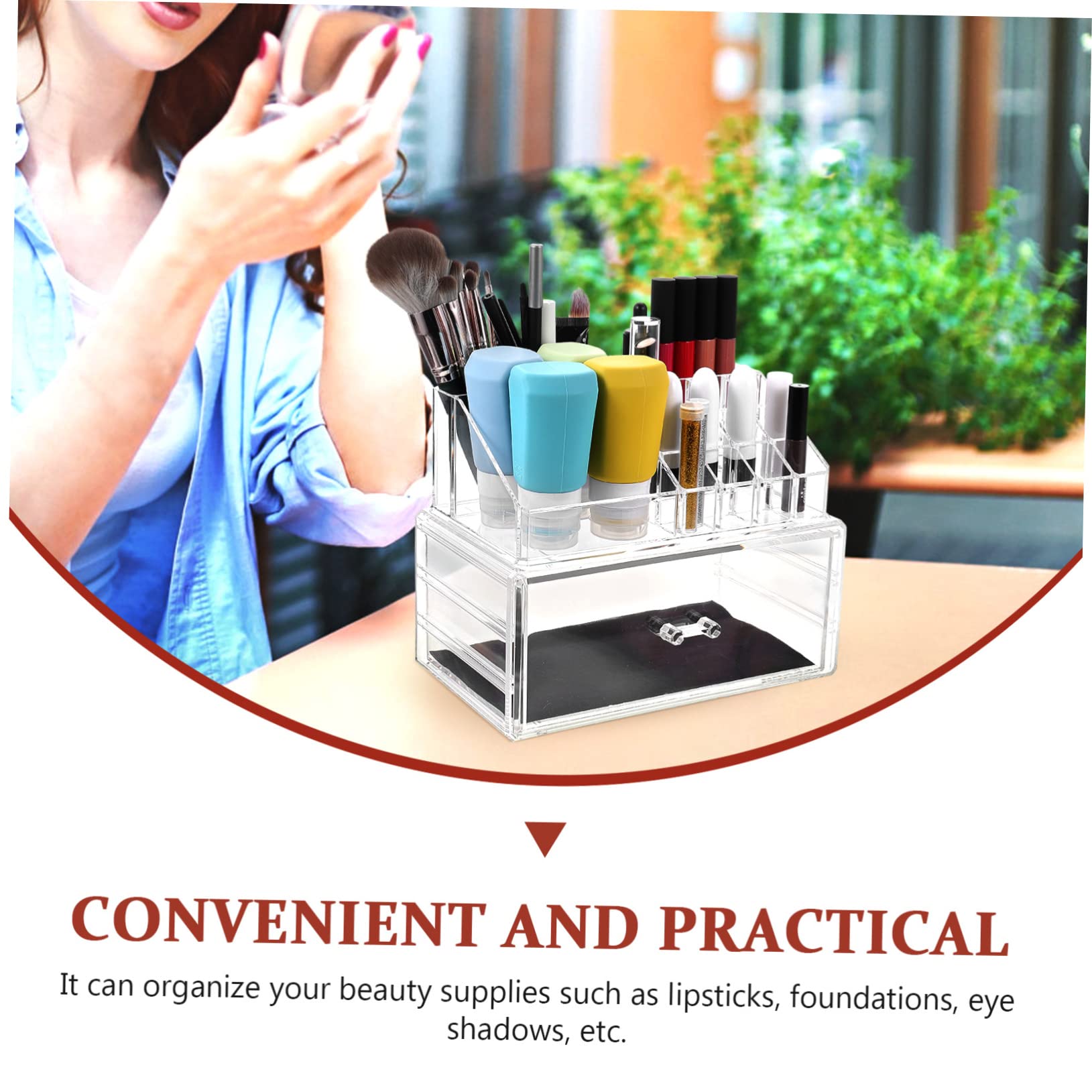 Caja de Almacenamiento Acrílica Cajones para Cosméticos | Transparente, Diseño Simple, para Exhibición y Orden de Barras Labiales y Sombras