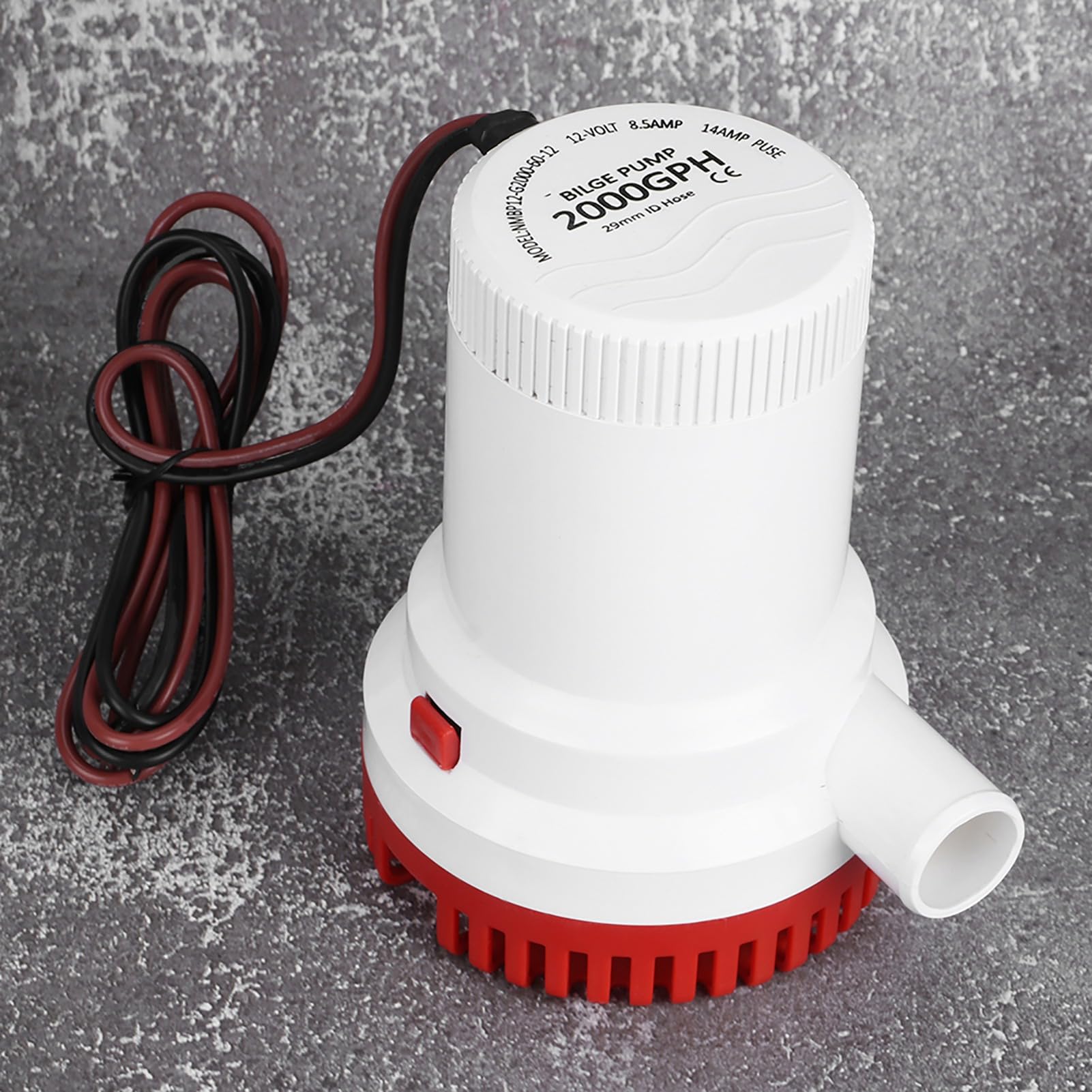 Pompe de Cale Submersible 2000 GPH 12V, Pompe à Eau de Cale électrique Non Automatique pour Bateau Marin, Yacht, Camping-Car, Piscine, étang
