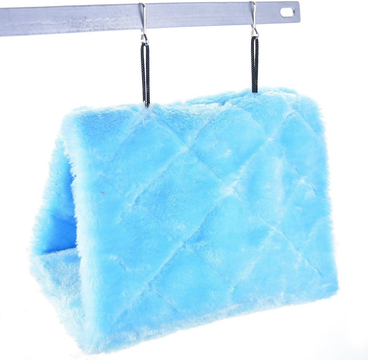 Winter Warm Bird Nest House Shed Hut Hanging Hammock Finch Cage Plush Fluffy Birds Hut Hideaway for Parrot Macaw Budgies Eclectus Parakeet Cockatiels Cockatoo Lovebird (L, Blue) : Pet Supplies