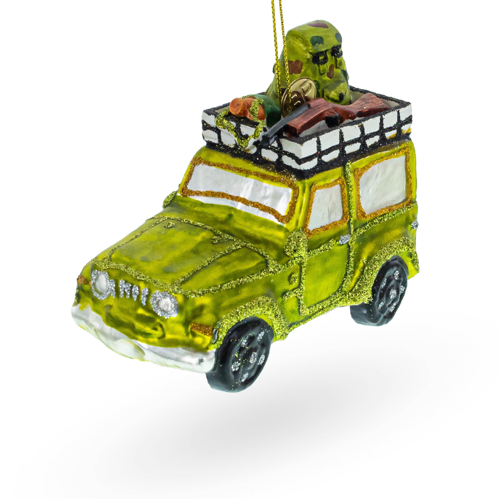 Chasseur camouflé voiture en verre soufflé : le cadeau de Noël idéal pour passionné