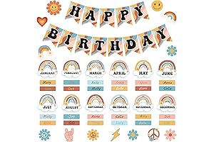 Birthday Wall | Groovy 85Pcs Buletin Boards Set for Rainbow Birthday Parties