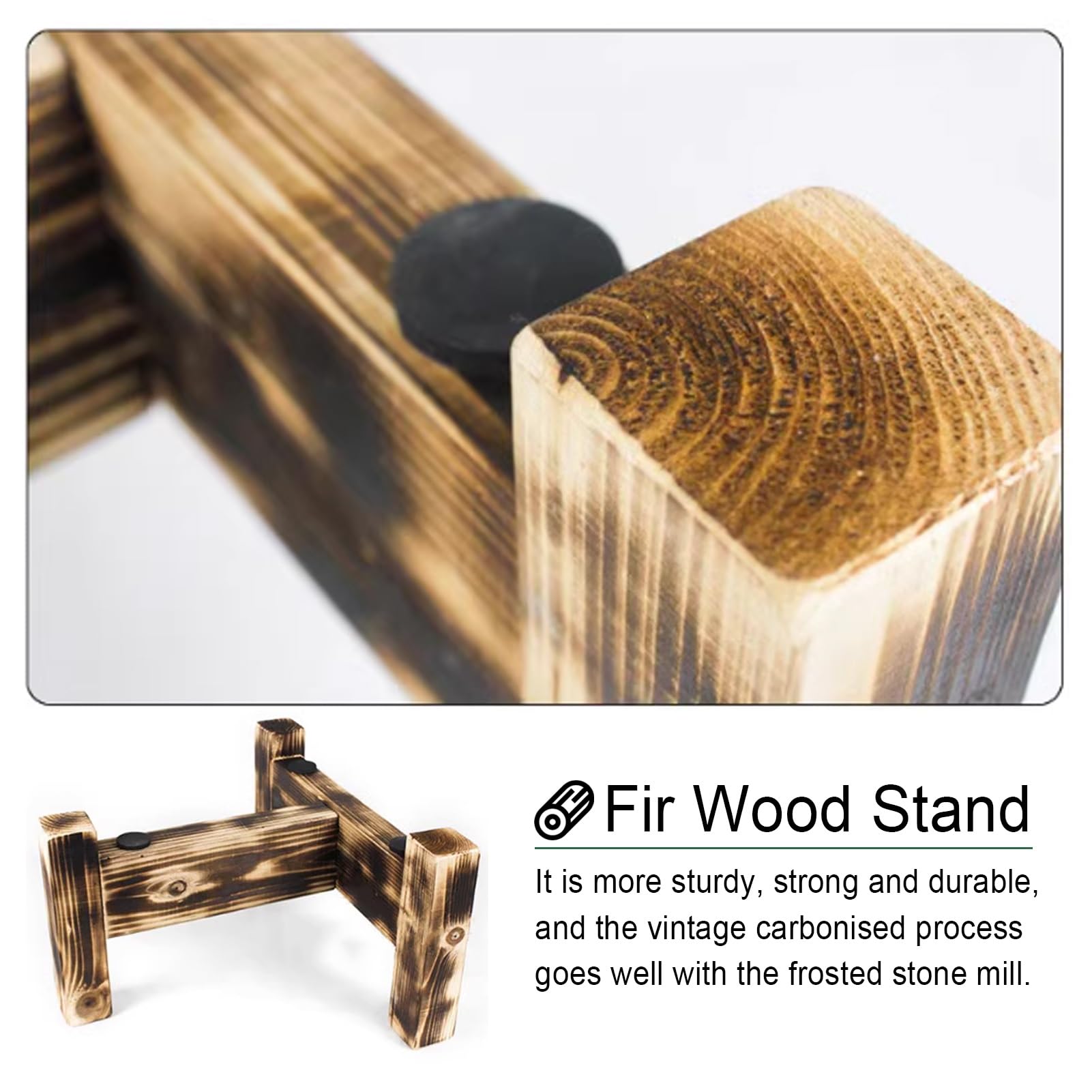 Mulino A Pietra Manuale Per Cereali - Macina Grano, Riso, Semi - Design Tradizionale In Pietra E Legno - Foto 4