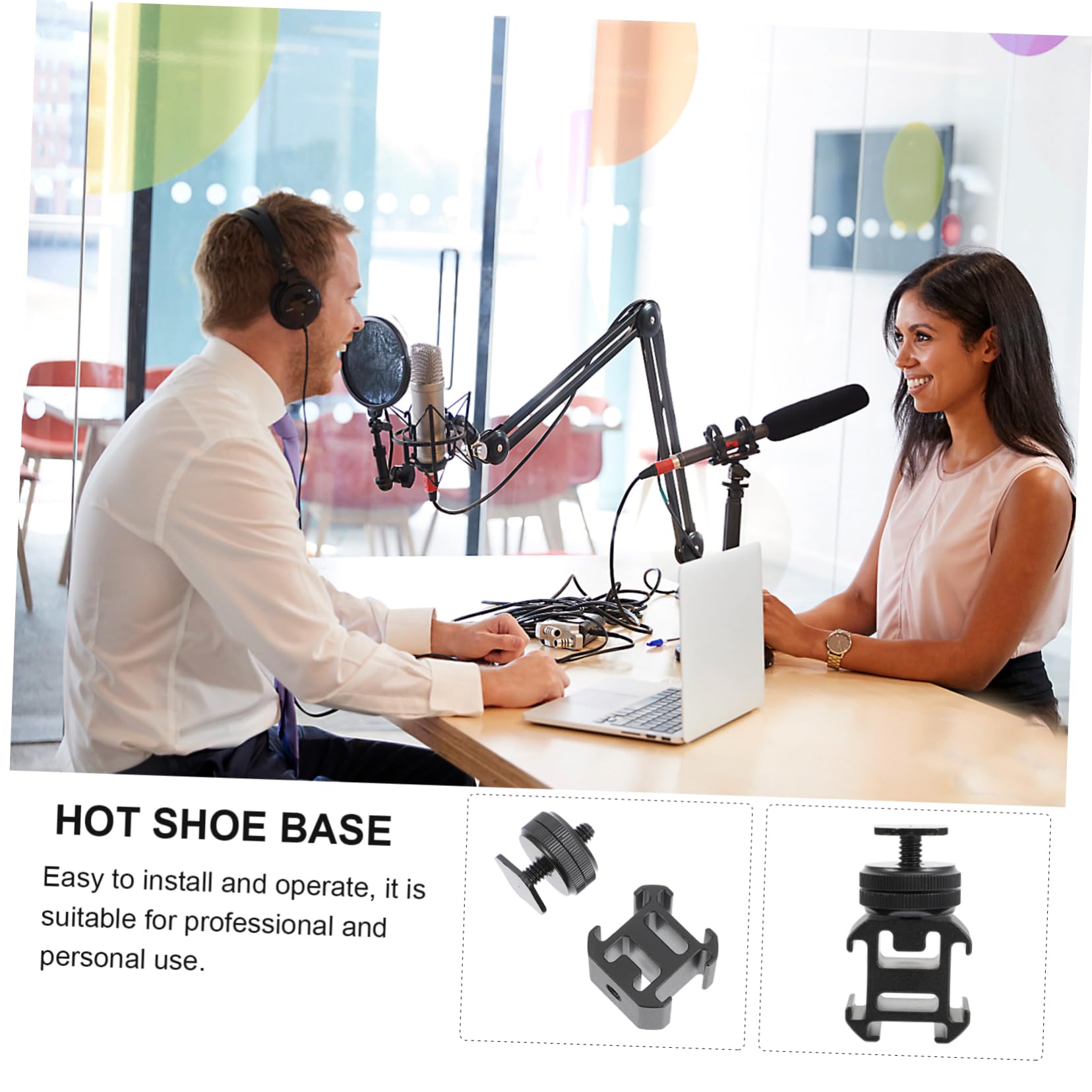 BELLIFFY 1 Set Three-Head Hot Shoe Base Hot Shoe Flash Adapter Flash Hot Shoe Adapter Hot Shoe Phone Mount Hot Shoe Mount Adapter Cell Phone Stand Tripod Adapter Black Aluminum Alloy