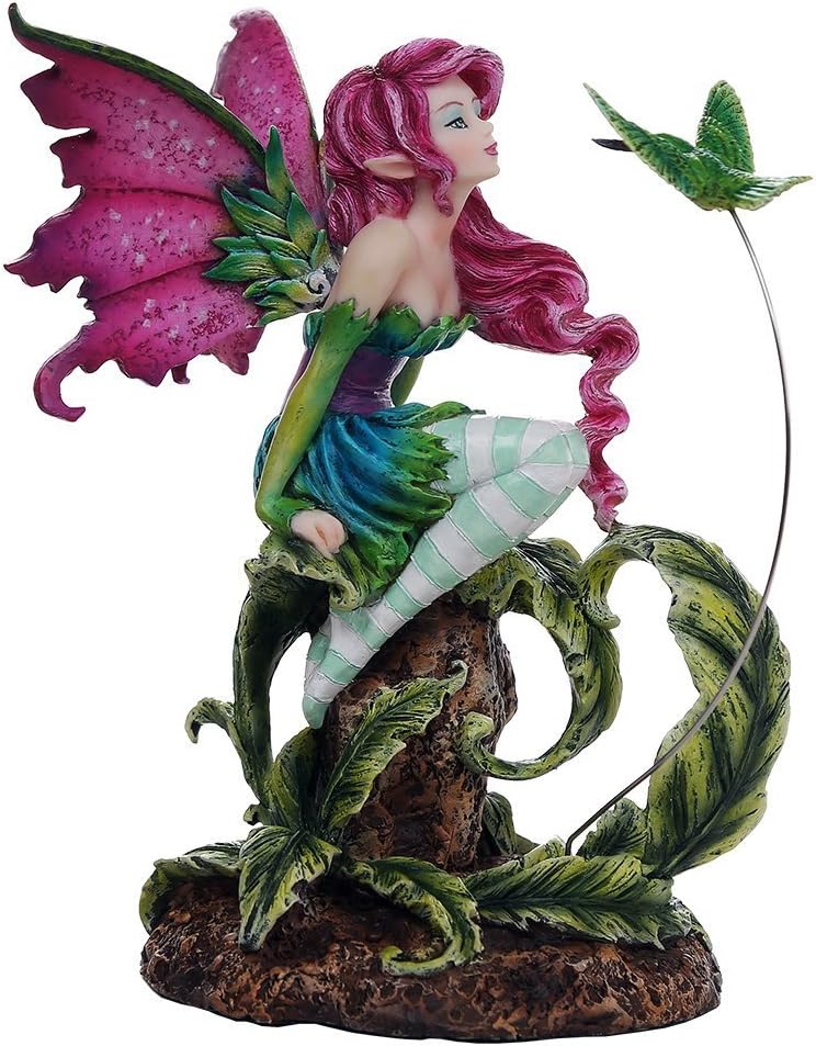 Pacific Giftware Beautiful Flirting Fairy with Hummingbird Collectible Decorative Statue 6.5H