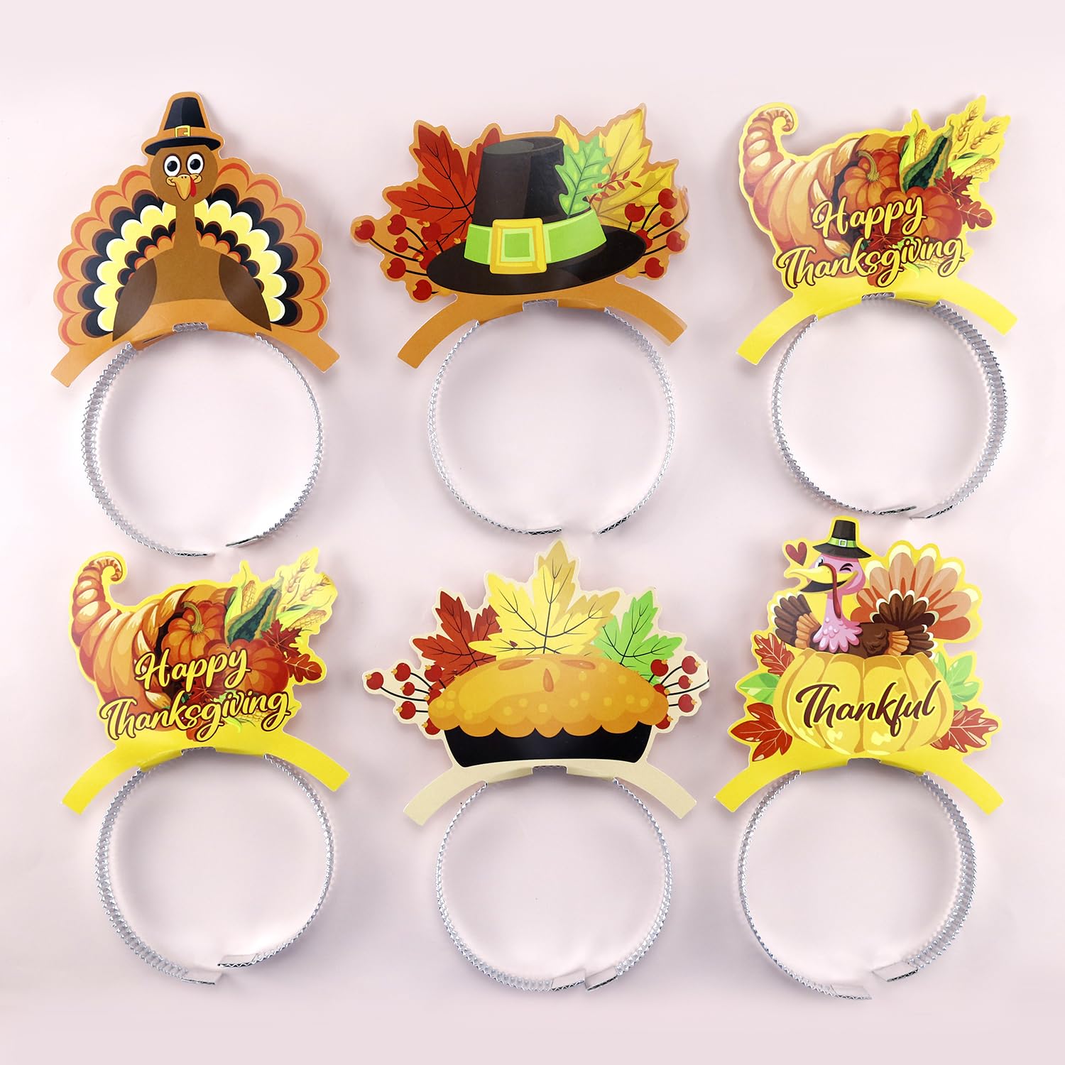 Thanksgiving Headband Set of 6 Turkey Costume Hair Accessories for Women Amazon.com: PMU Thanksgiving Headbands for women Turkey  main image 2