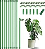 Plant Stakes 17 inch 10Pcs SupKing Support Stick Orchid Stakes with Clips Garden Plant Poles Extended to 3/4/5ft for Indoor Outdoor Potted Tomato Rose Amaryllis Vegetables Monstera Comes with 20 Ties