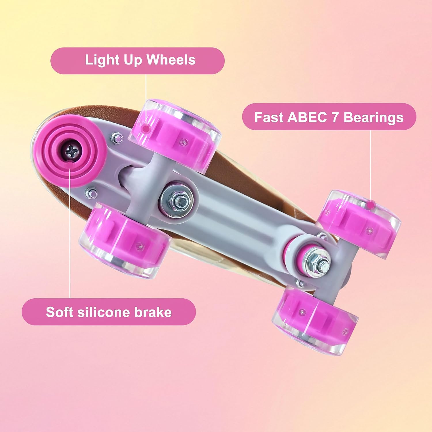 Womens Roller Skates, High Top PU Adult Derby Quad Skates Shoes Outdoor Shiny Double-Row Four Wheels Light Up Leather Rollerskates for Ages 8-50