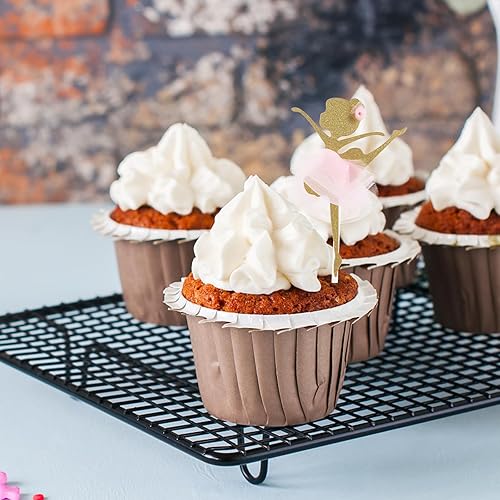 Miniatura 9 de BESTOYARD 12 piezas de decoración de cupcakes de bailarina con purpurina dorada para boda, despedida de soltera, fiesta de cumpleaños