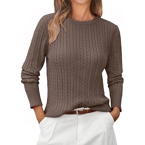 LILLUSORY Cable Knit Sweater Women's Soft Pullover Lightweight Sweaters
