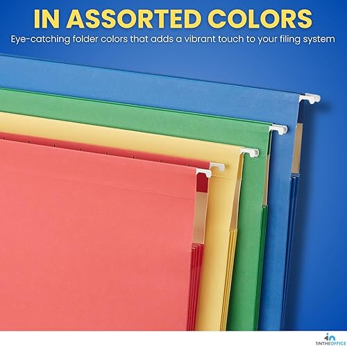 Miniatura 3 de 1InTheOffice Carpetas colgantes tamaño carta, carpetas colgantes expandibles, divisores de archivo, expansión de 3.5 pulgadas, surtido, paquete de 8