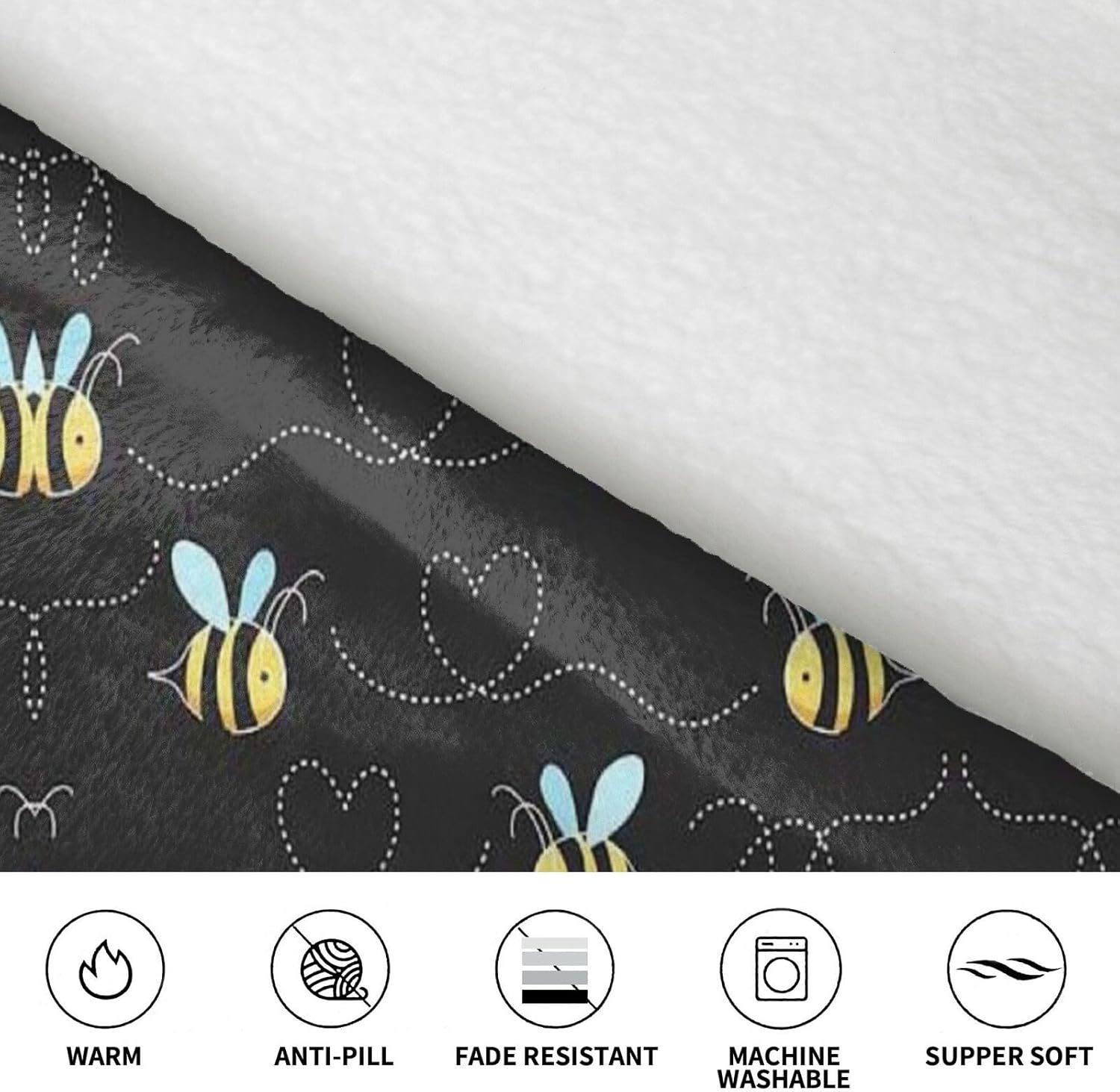 MUSM Bumble Bees Print Blanket Hoodie Fleece Sweatshirt Blanket With Sleeves And Pockets