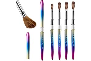 4 Pieces Natura Pincel Acrylic Nail Brush Set, Kolinsky Acrylic Nail Art Brush