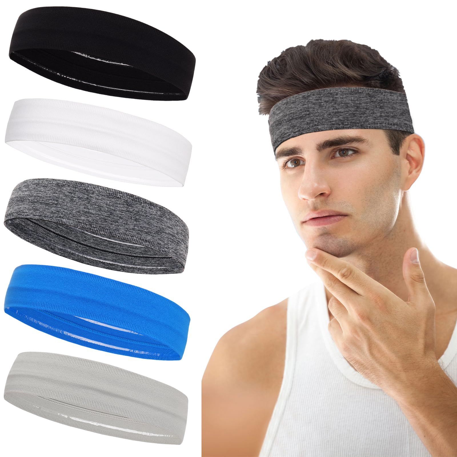 Sponsored Ad - Workout Headbands Non Slip Headband Sport Headbands Sweatbands Elastic Sport Hair Bands for Sports Travel Indoor Fitness Gym