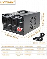 Vista 32 de LVYUAN Convertidor de transformador de voltaje Step Up/Down Convertir de 110-120 voltios a 220-240 voltios y de 220-240 voltios a 110-120 voltios