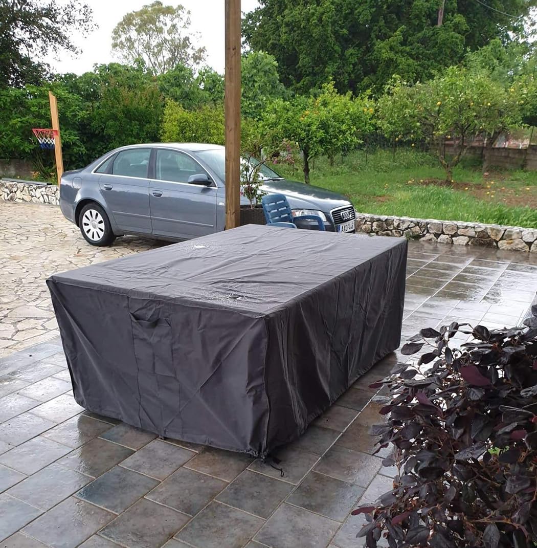 J&C Patio Table Cover 420D Square/Rectangle Furniture Covers/Table Cover Waterproof UV Resistant Furniture Sets Protection Cover for Outdoor Garden Furniture Set (108x82x29in)