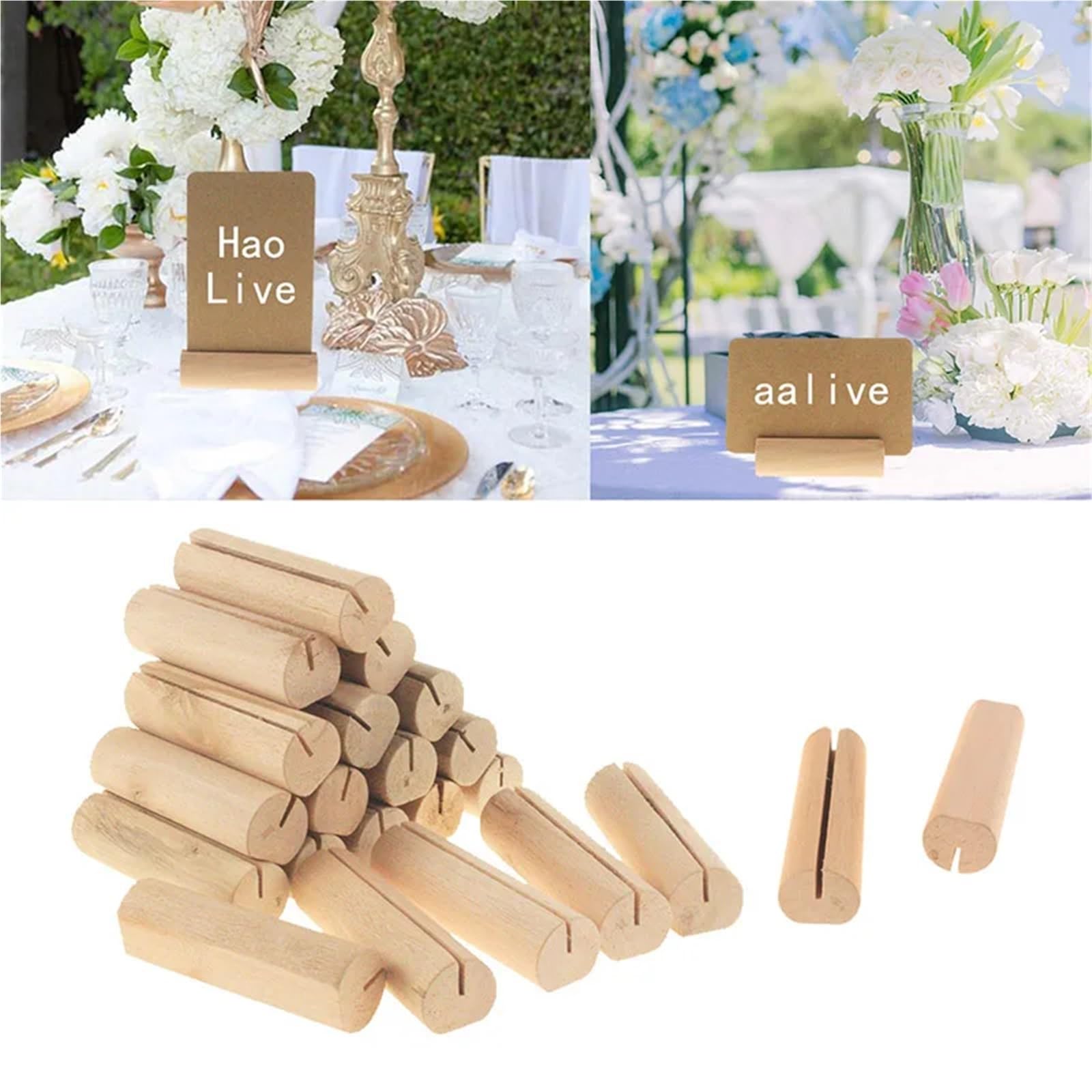 Rustikale Tischkartenhalter aus Holz für Hochzeiten, Foto-Postkarten-Clip-Ständer, 50 Stück