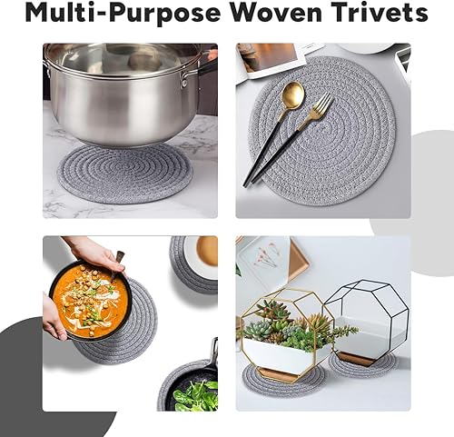 Miniatura 4 de Juego de 3 salvamanteles para platos calientes, salvamanteles para ollas y sartenes calientes, soportes resistentes al calor, posavasos elegantes,