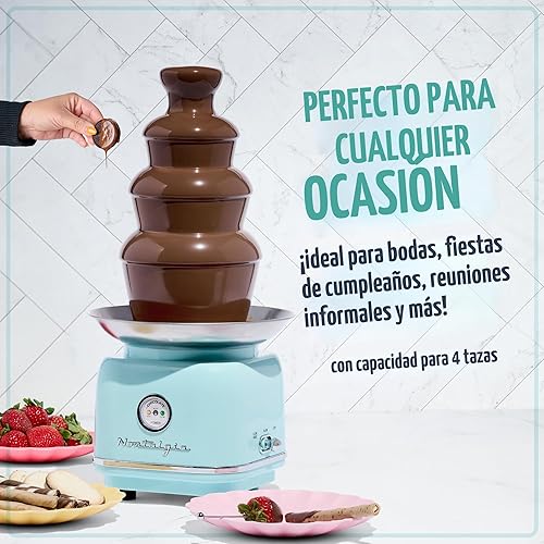 Miniatura 4 de Nostalgia Máquina eléctrica de fuente de fondue de chocolate de 4 niveles para fiestas, derrite queso, queso, dulces y licor, sumerge fresas