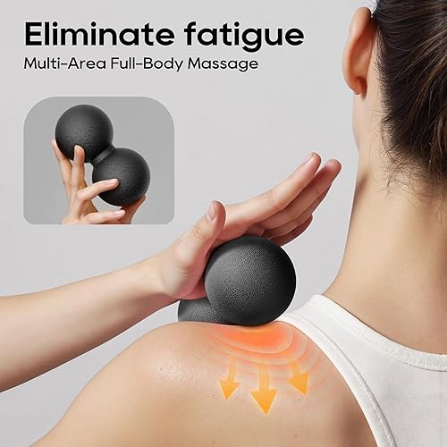 Miniatura 3 de Bola de masaje de maní duro, doble bola de lacrosse para liberación miofascial, yoga y masaje de tejido profundo, fascitis plantar y alivio de