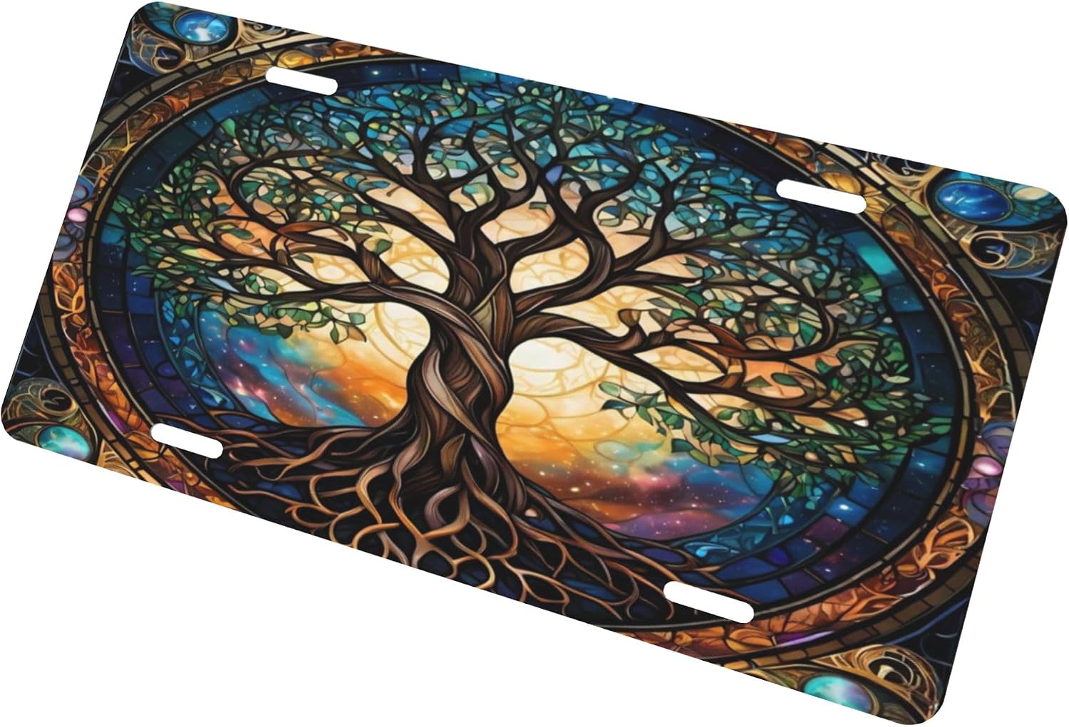 Tree of Life License Plate Rust-Free Front License Plates Decor | Tree of Life Art Car Plate Women Men Waterproof Aluminum Car Decor Accessories Novelty Vanity Tag Fit Truck SUV Rv 12" X 6"