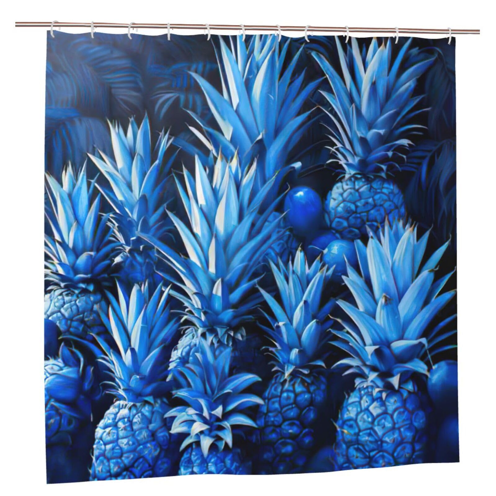 Rideau de douche ananas bleu en polyester imperméable 183x183 cm