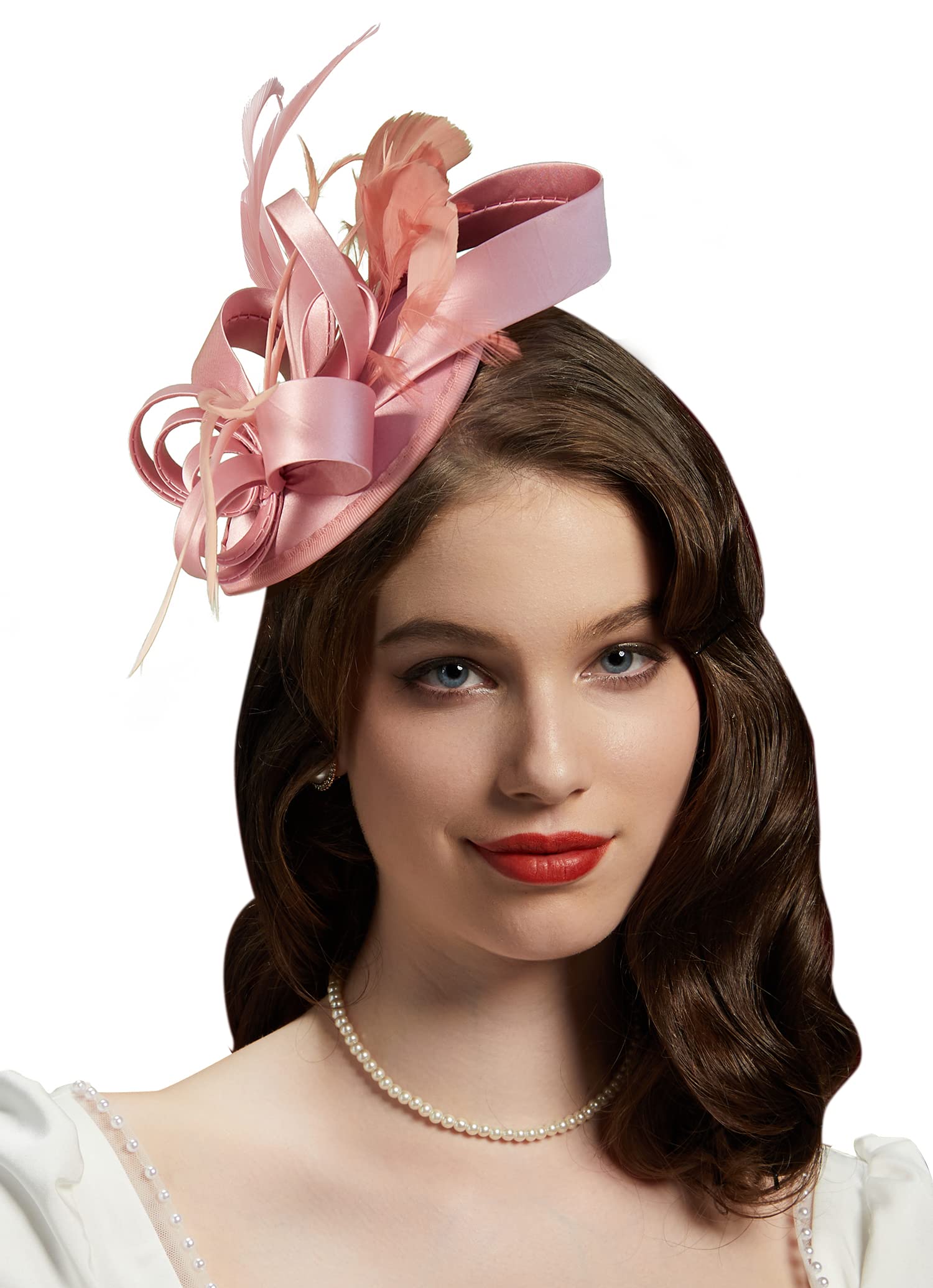 CizoeKentucky Derby Fascinators for Women High Tea Party Hat Wedding Cocktail Flower Headware with Mesh and Feathers