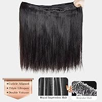 Vista 8 de Extensiones de cabello humano lacio 12A con cierre de encaje HD de 5 x 5 (16, 18, 20 + 14 pulgadas), tejido de cabello humano virgen brasileño 100%