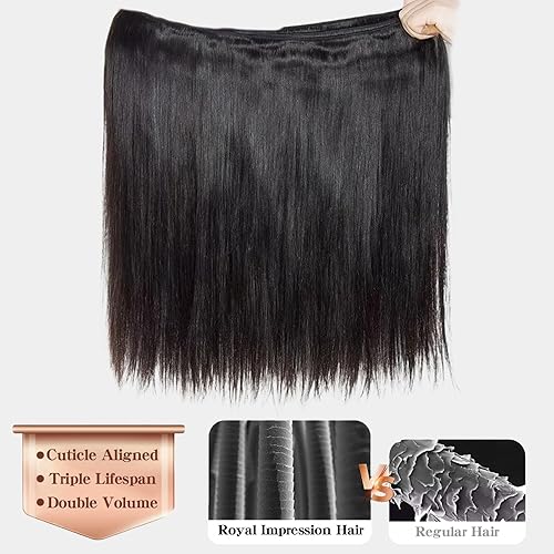 Miniatura 8 de Extensiones de cabello humano lacio 12A con cierre de encaje HD de 5 x 5 (16, 18, 20 + 14 pulgadas), tejido de cabello humano virgen brasileño 100%
