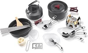 キャンプクッカー,アウトドア調理器具セット 登山用鍋 アルミクッカー BBQ食器 キャンプ用品 行楽 大便利 ステンレス箸 スプーン フォーク 折り畳み アウトドア鍋 ポータブル キャンピング鍋 ノンスティックフライパン ナイロンバッグ収納 人気 おしゃれ