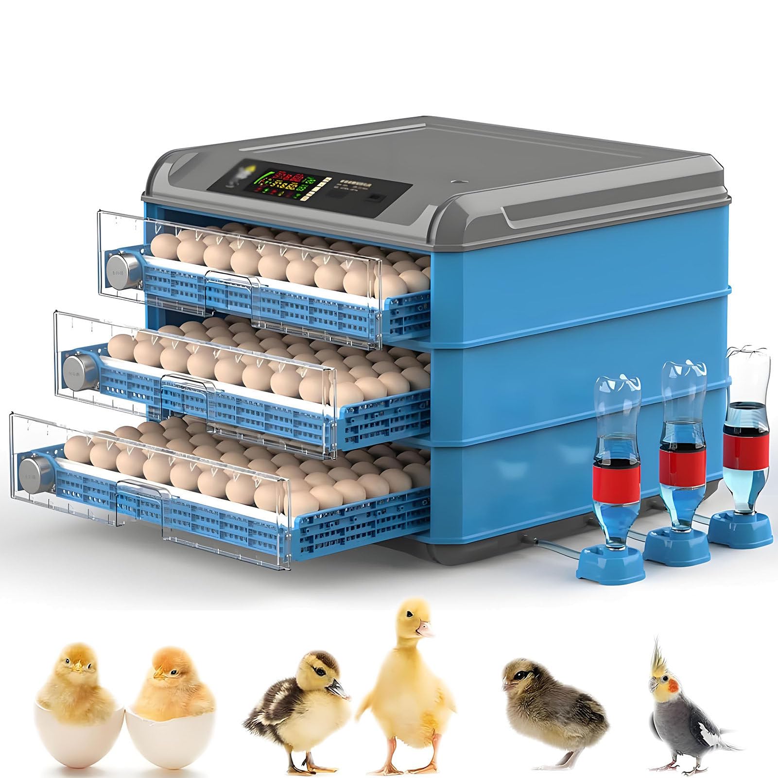 SHENGSHIYU Egg Incubator for Chickens Ducks Goose Birds,Fully Automatic Poultry Hatcher with Intelligent Temperature Control and Humidity Control,Full-Automaatic Incubator for Home Use 3Layers