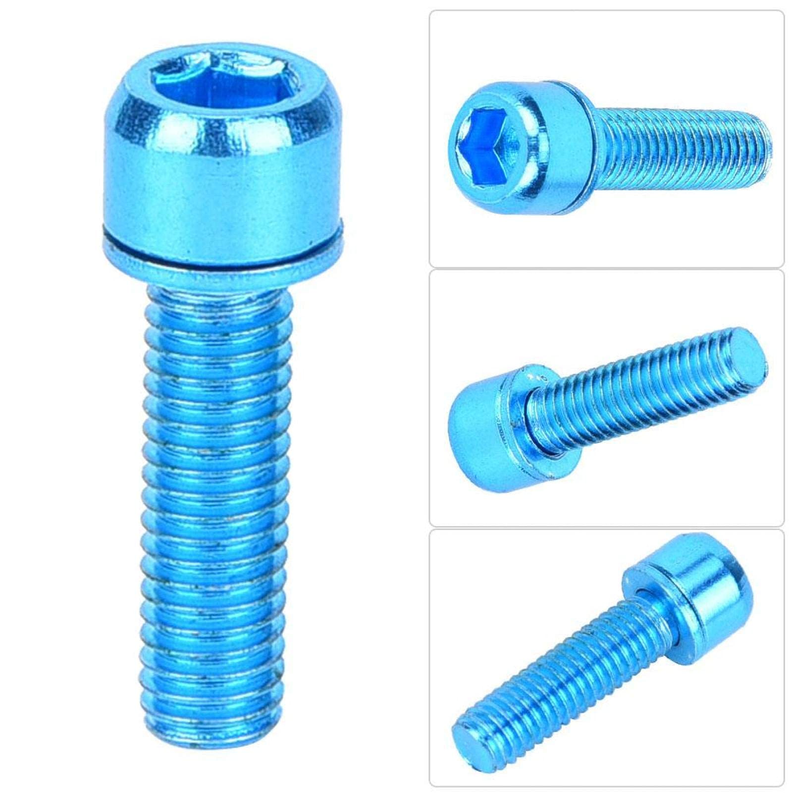 Bulloni Portaborraccia Bicicletta 6 Pezzi Viti Titanio M5x25mm Testa Cilindrica Esagono Incassato Blu Accessori Ciclismo Leggeri Resistenti per Mountain Bike Road