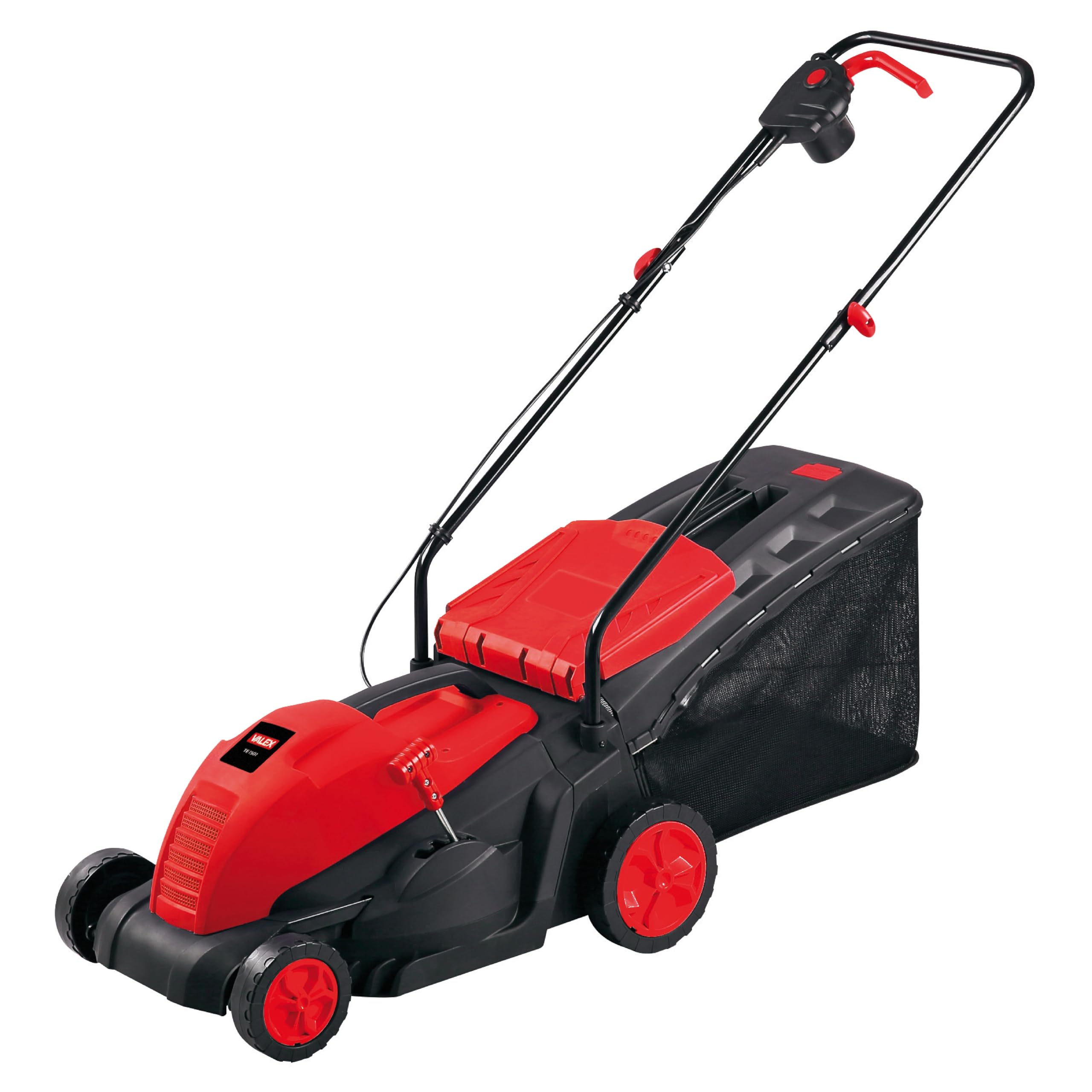 Valex TE1501 Tagliaerba Elettrico 1500W, Taglio Ø35/36 cm, 5 Altezze Centralizzate (20-70 mm), Cesto Raccolta 50L, Lama in Acciaio