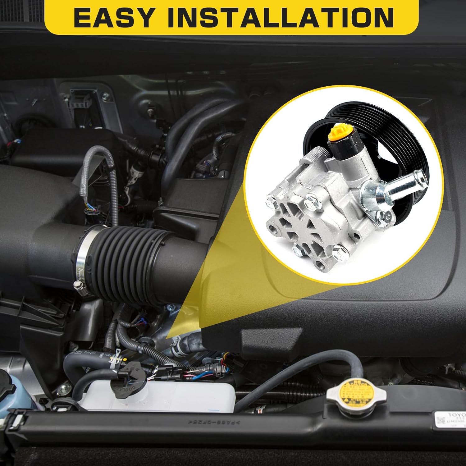 Power Steering Pump with Pulley Compatible with Toyota Tundra 2005-2016 Sienna 2007-2010 4Runner 2003-2009 FJ Cruiser 2007-2009 3.5L-5.7L Gas/Flex Engines Replaces #555627 4431008020 443100C090