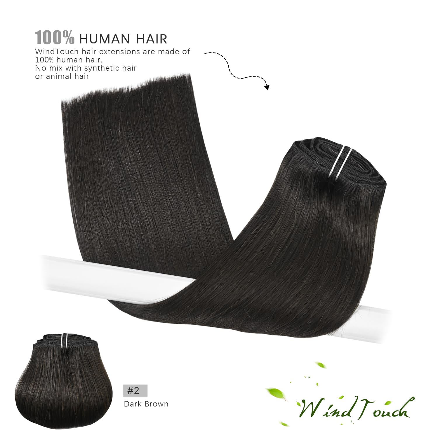 WindTouch Clip in Hair Extensions Human Hair, 15 Inch 75g #4 Medium Brown Hair Extensions for Women Real Human Hair Clip in, Remy Human Hair Extensions Clip ins, Soft Natural Straight — view 66
