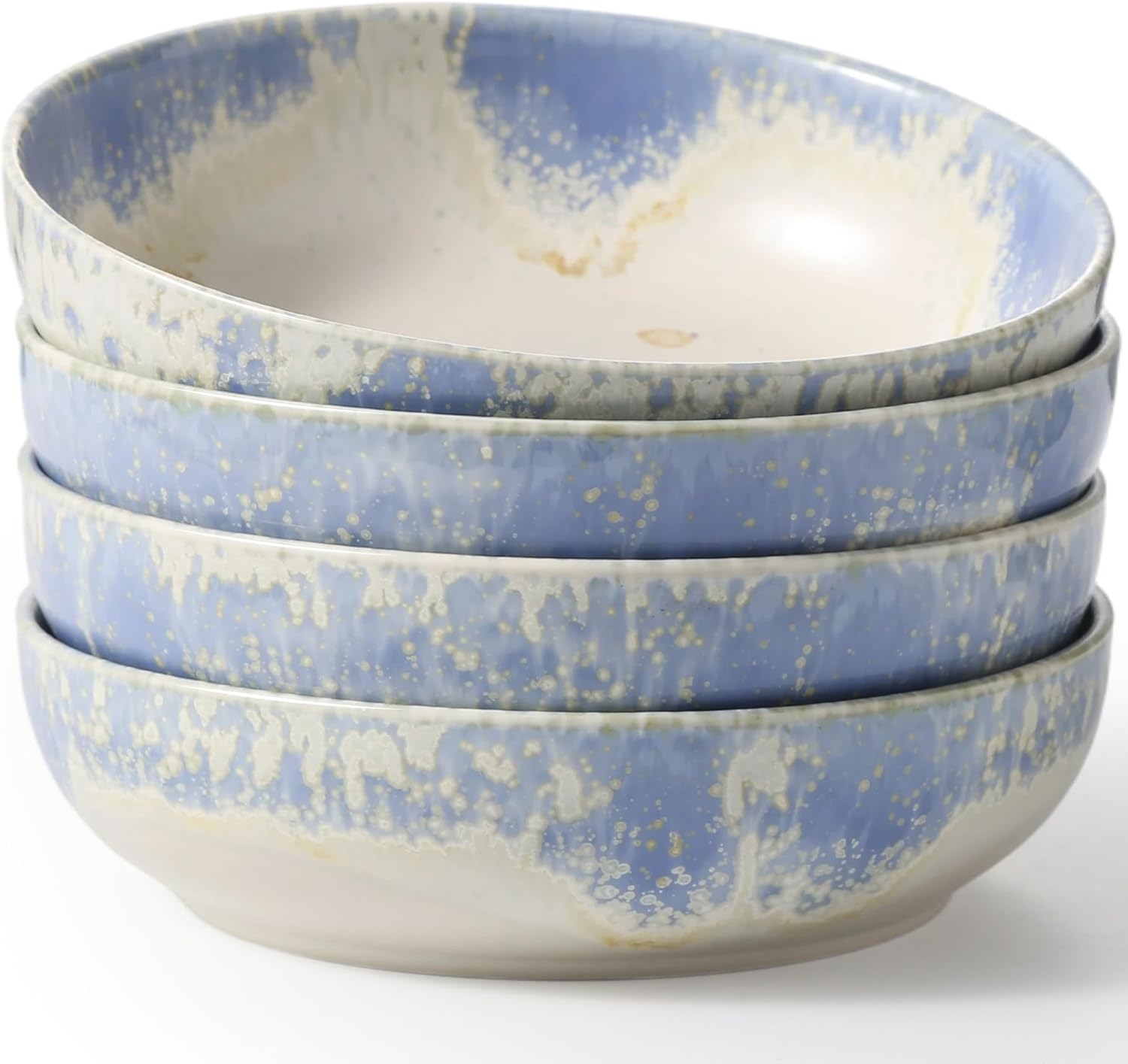 Pasta Bowl set of 4, 30 oz Large Salad Bowls, 8 Inch Ceramic Serving Bowls for Kitchen, Nebula Purple Reactive Glaze, Microwave & Dishwasher Safe, Ideal for Soap, Pasta, Gift for Housewarming