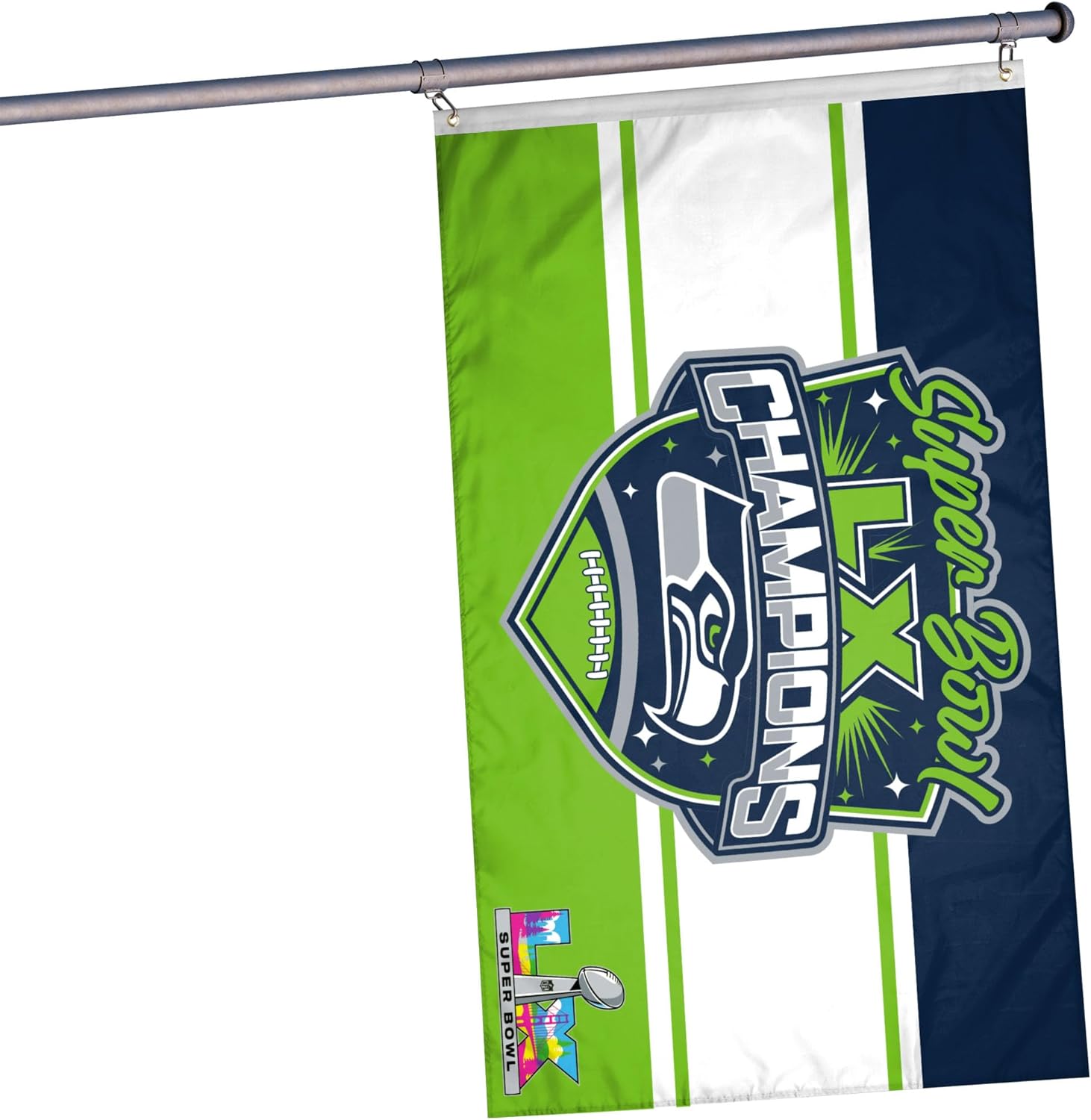 FOCO Seattle Seahawks NFL Super Bowl LX Champions Horizontal Flag
