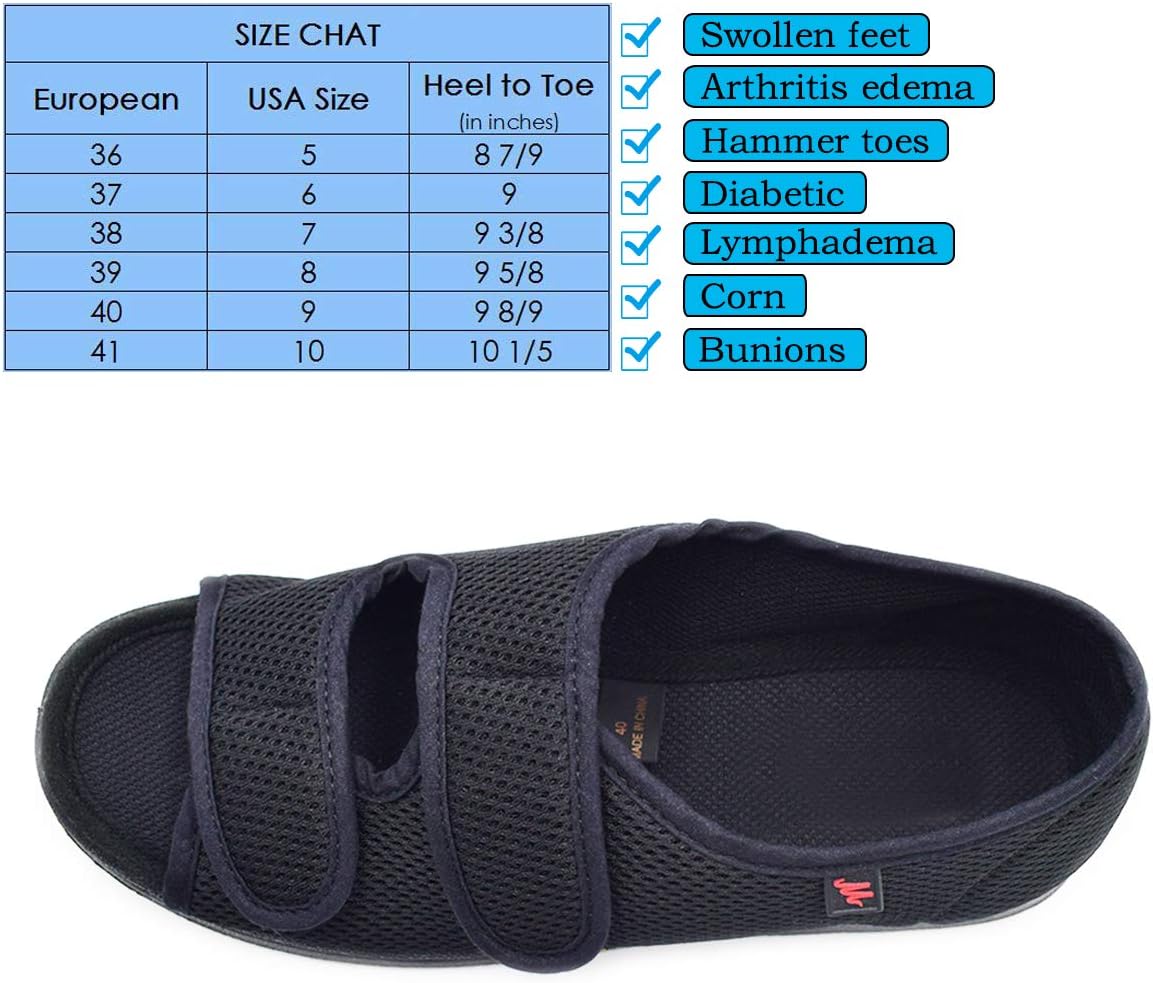 Mei MACLEOD Women's Comfortable Open Toe Arthritis Edema House Slippers for Diabetic Flat Feet Swollen Feet - Image 5
