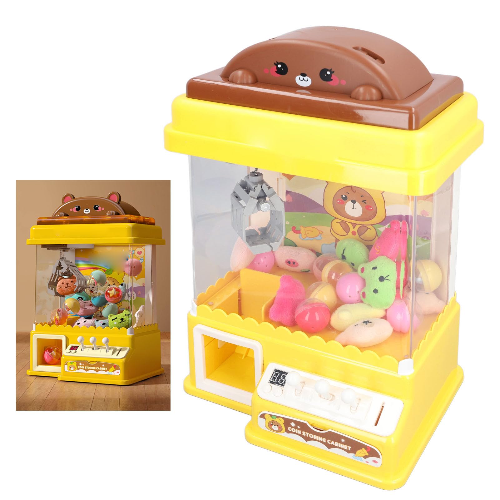 Máquina de Juego con Garra, Mini Grabador de Juguetes para Fiestas Infantiles, Plástico Duradero Alimentado por USB con Muñecas y Juguetes en Cápsula